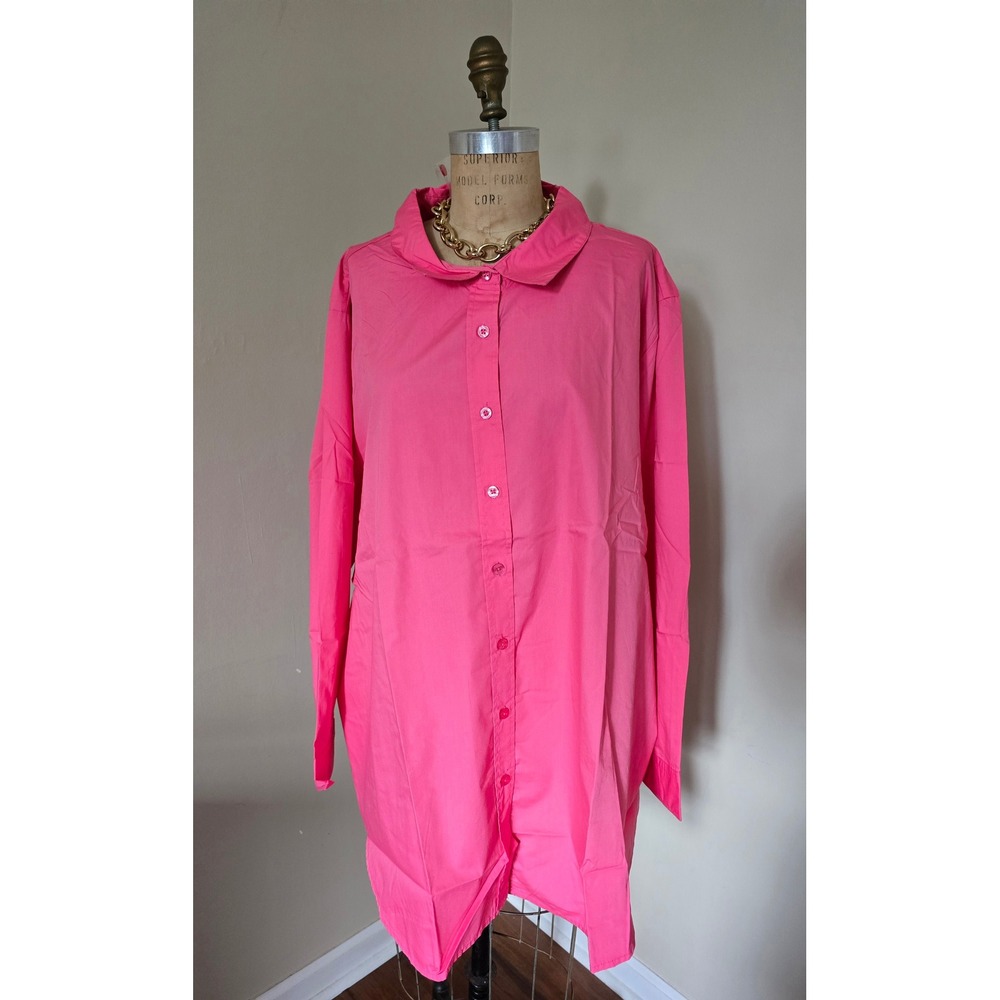 Woman Within coral button-down tunic shirt 4X 34/36 NWOT